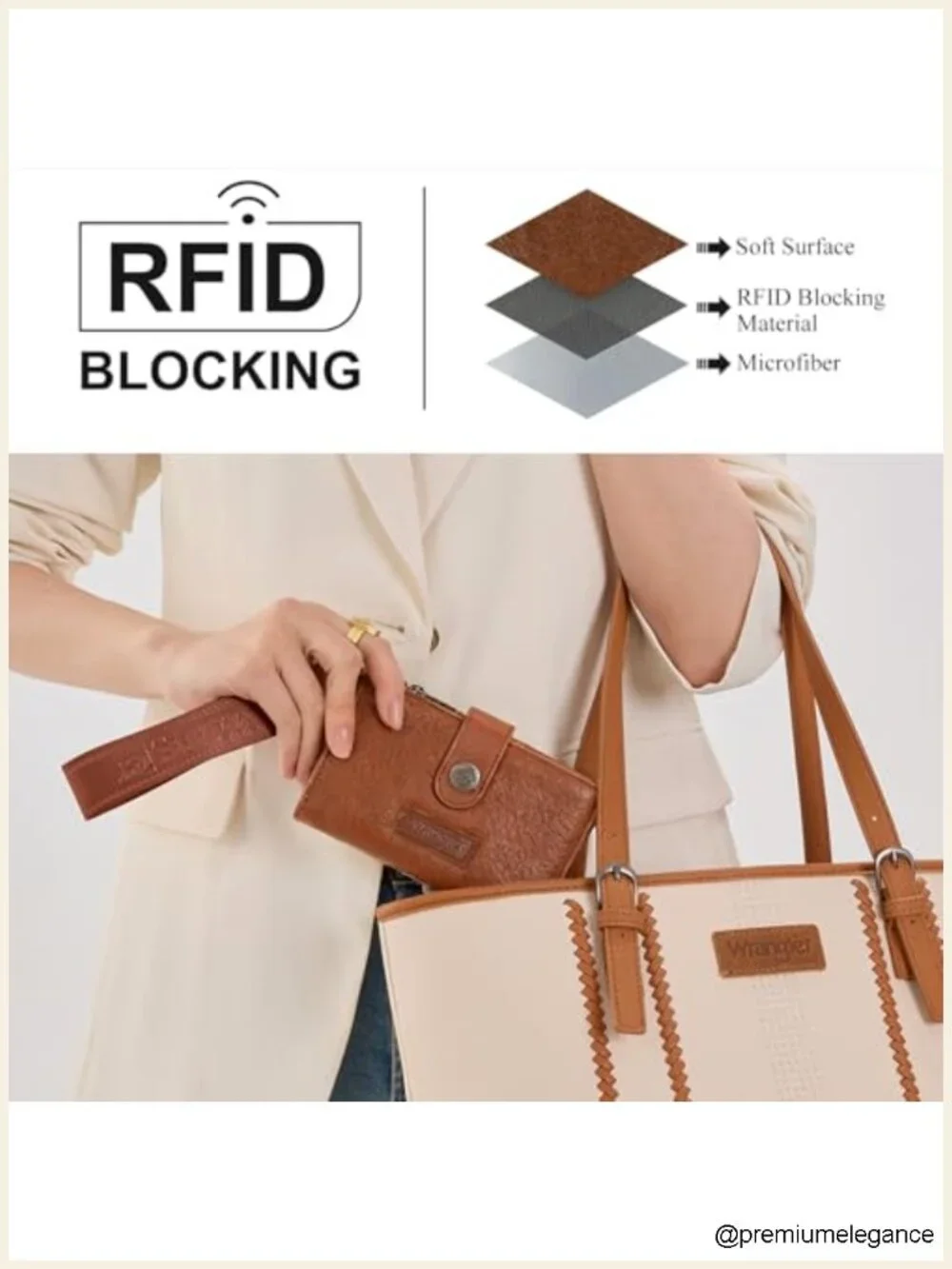 Wristlet Wallet Women RFID Blocking Large Capacity Double Zipper Pockets